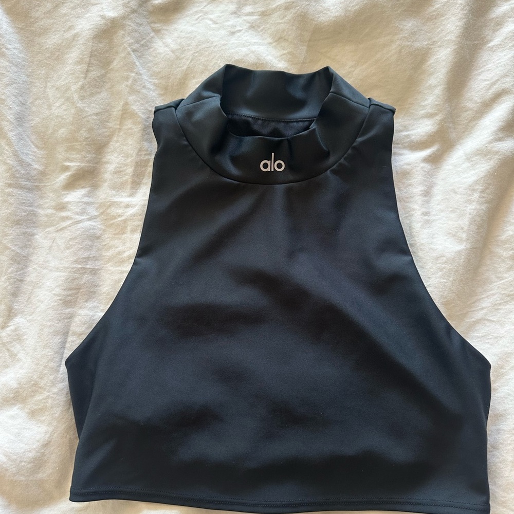 ALO Yoga Blue Sleeveless Crop Tank Top